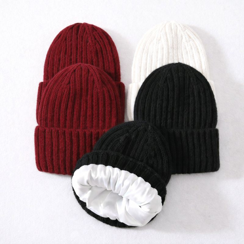 Winter Silk Satin Lined None Frizz Beanie
