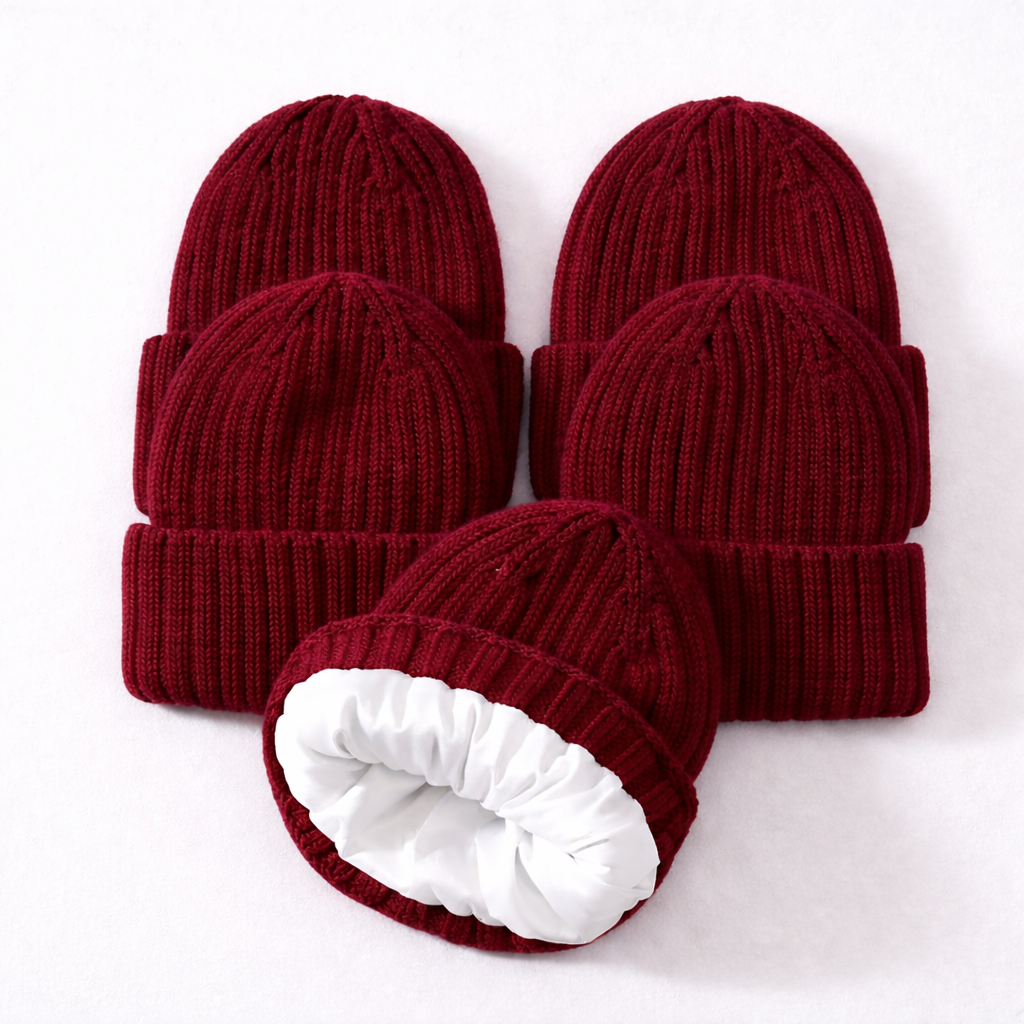 Winter Silk Satin Lined None Frizz Beanie